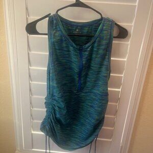Athleta tank top blue and green striped gathered